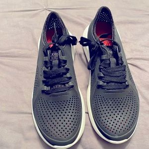 Croc black and white sneakers, worn only once!